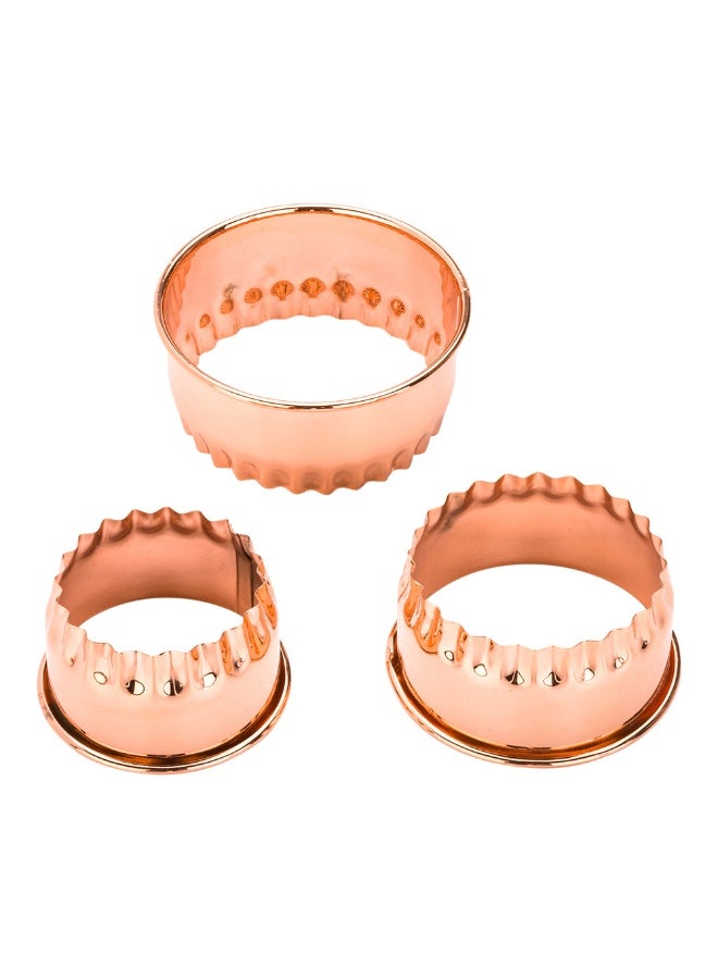 Restaurantware Pastry Tek Double-Sided Cookie Cutter, 3-Piece Round Cookie Cutter Set - Fluted and Plain Edges, Heavy-Duty, Copper-Plated Metal Biscuit Cutter, For Creating Different Sized Cookies, - Image 1