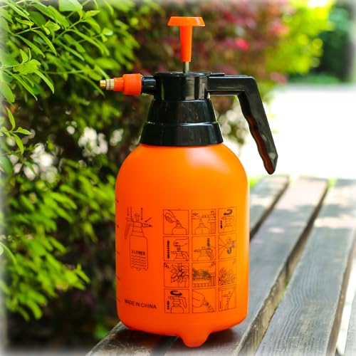 MRPAPA 2 Pack Handheld Pump Sprayer, Garden Pressure Water Spray Bottle with Adjustable Brass Nozzle for Plants (2LOrange-2PCS) - Image 3