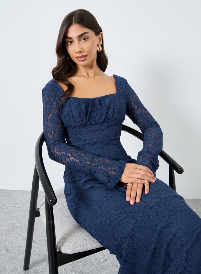 Styli All Lace Long Sleeves Mermaid Hem Maxi Dress - Image 1