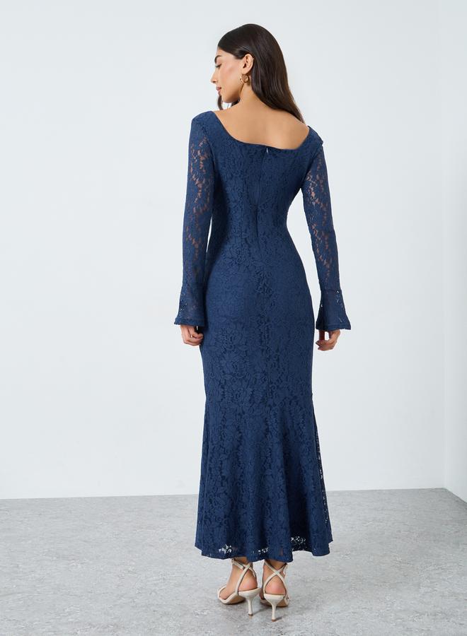 Styli All Lace Long Sleeves Mermaid Hem Maxi Dress - Image 5