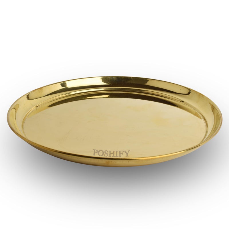 POSHIFY Serve with Elegance and Tradition Using Exquisite Brass Halwa Plate. Handcrafted with Precision, This Beautiful Brass Plate is Perfect for puja, Parties, Special Occasions, and Home Decor. - Image 1