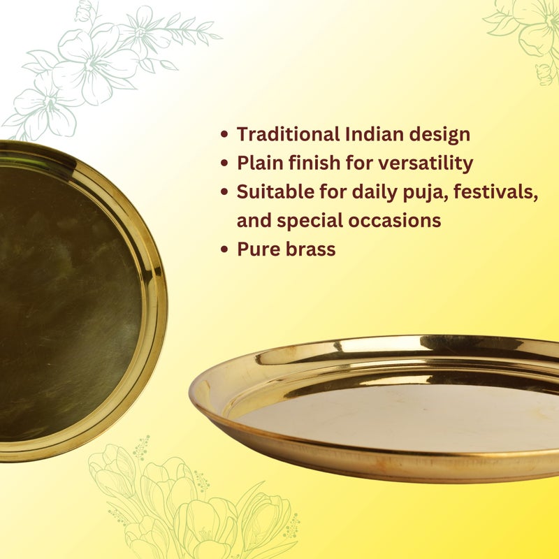 POSHIFY Serve with Elegance and Tradition Using Exquisite Brass Halwa Plate. Handcrafted with Precision, This Beautiful Brass Plate is Perfect for puja, Parties, Special Occasions, and Home Decor. - Image 4