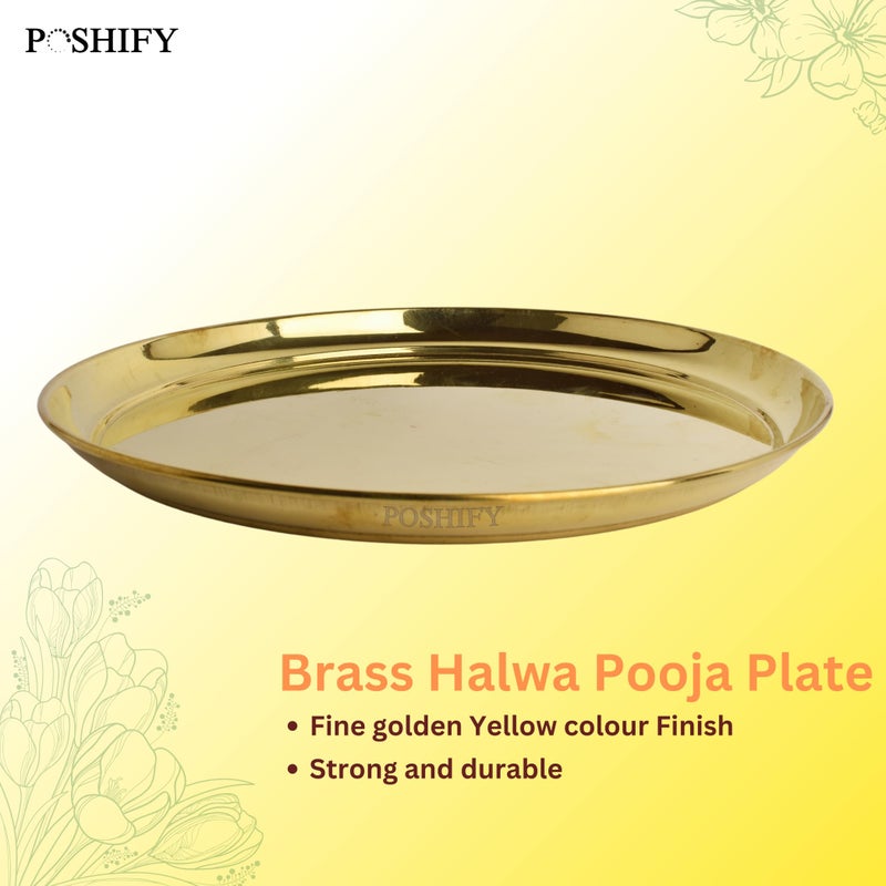 POSHIFY Serve with Elegance and Tradition Using Exquisite Brass Halwa Plate. Handcrafted with Precision, This Beautiful Brass Plate is Perfect for puja, Parties, Special Occasions, and Home Decor. - Image 3
