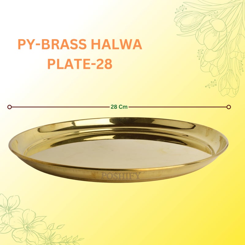 POSHIFY Serve with Elegance and Tradition Using Exquisite Brass Halwa Plate. Handcrafted with Precision, This Beautiful Brass Plate is Perfect for puja, Parties, Special Occasions, and Home Decor. - Image 2