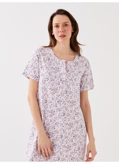 Crew Neck Floral Short Sleeve Women's Nightgown
