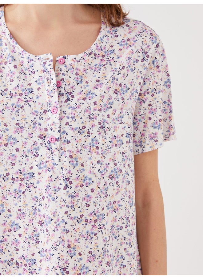 LC WAIKIKI - Crew Neck Floral Short Sleeve Women's Nightgown - Image 1