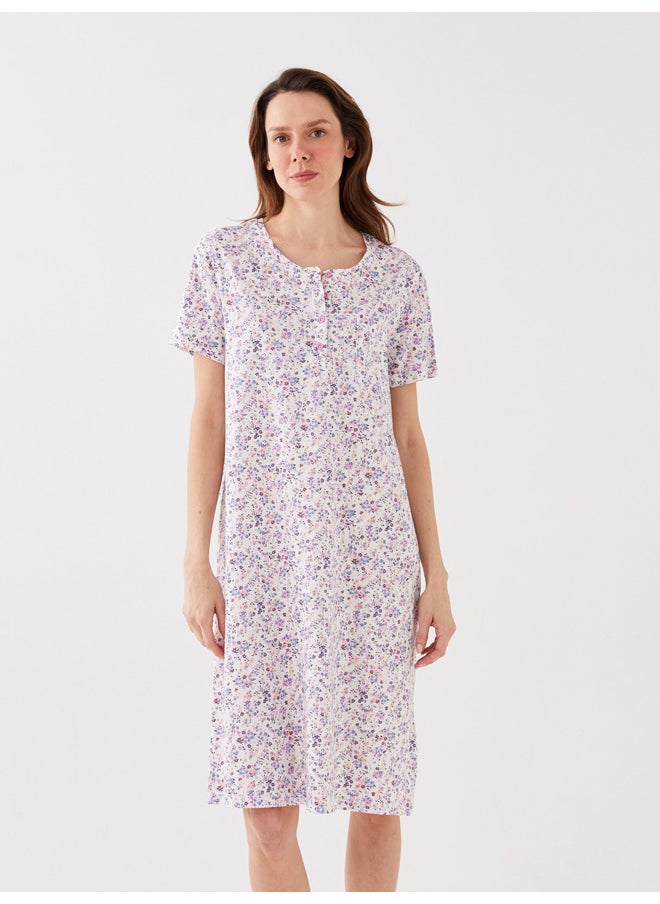 LC WAIKIKI - Crew Neck Floral Short Sleeve Women's Nightgown - Image 1