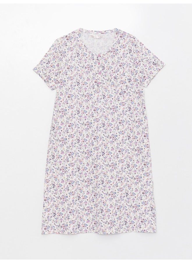 LC WAIKIKI - Crew Neck Floral Short Sleeve Women's Nightgown - Image 1