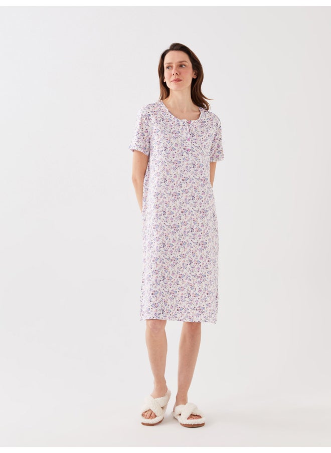 LC WAIKIKI - Crew Neck Floral Short Sleeve Women's Nightgown - Image 1