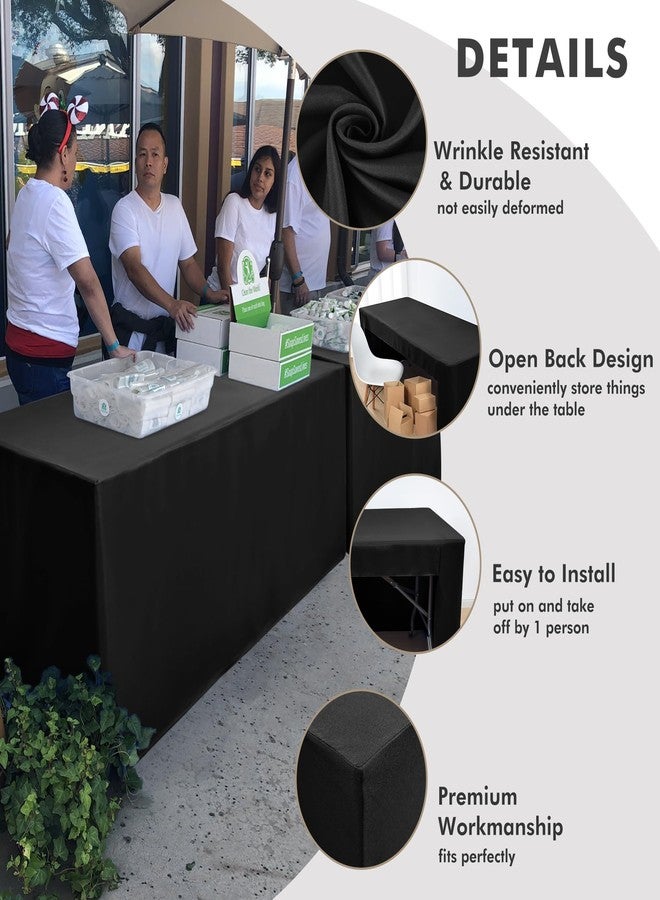 Nasitos 2 Pack Fitted Black Tablecloth for 4 Foot Tables - Open Back Washable Fabric Table Topper for Trade Show, Craft Show, Events, Vendor Booth - Image 3