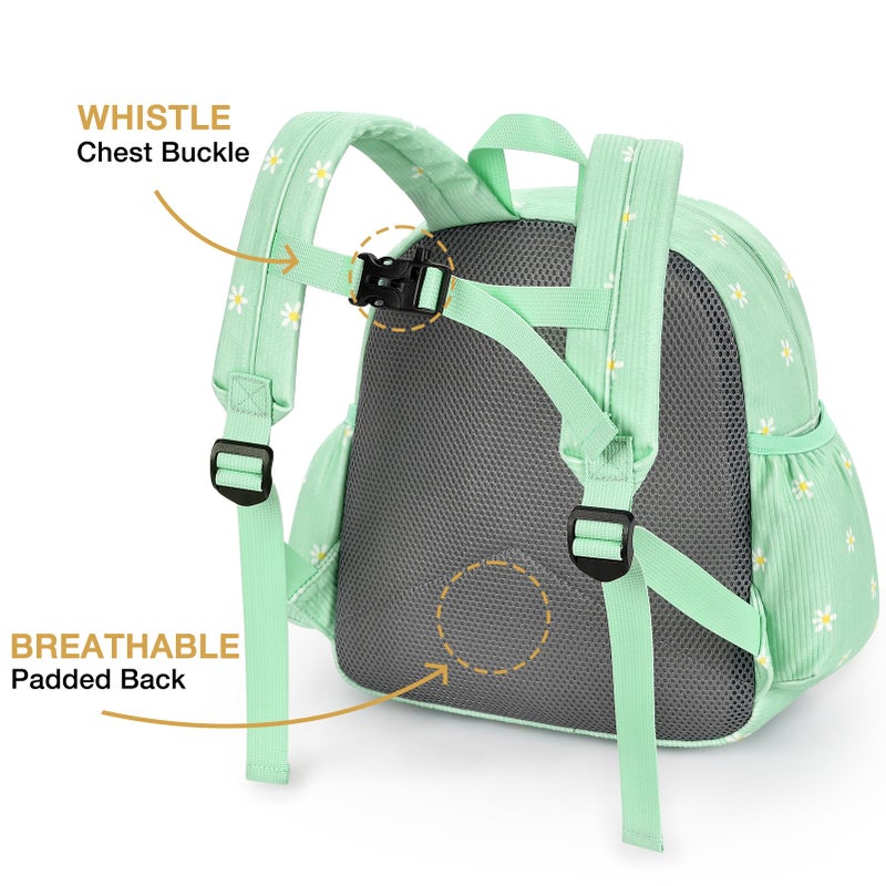 STEAMEDBUN Corduroy Toddler Backpack for Girls 2-4: Kids backpack for Boys Girls - 12 inch Preschool Kindergarten Backpacks - Daisy - Image 3