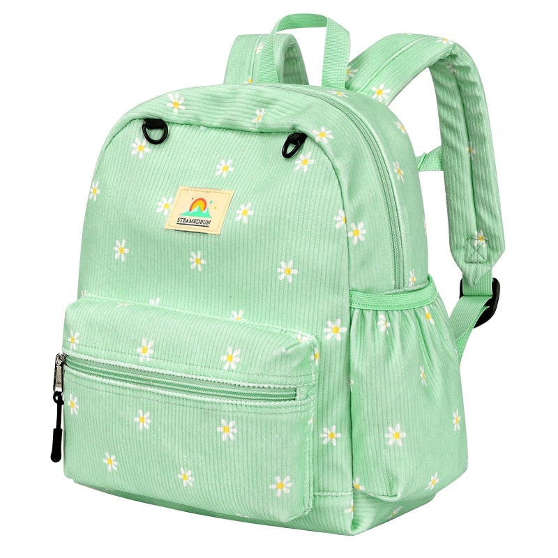 STEAMEDBUN Corduroy Toddler Backpack for Girls 2-4: Kids backpack for Boys Girls - 12 inch Preschool Kindergarten Backpacks - Daisy - Image 1