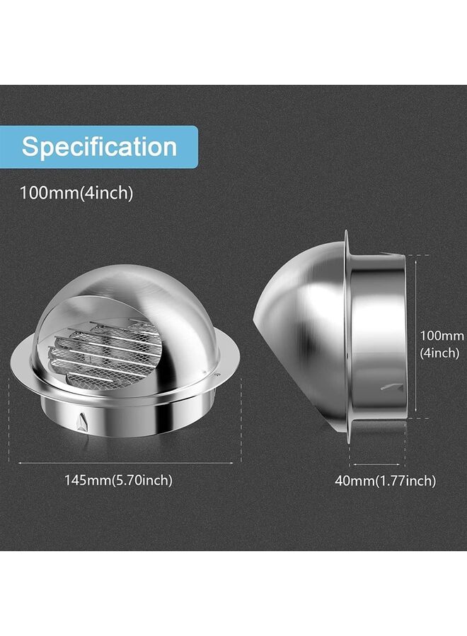 Dryer Vent 4 Inch/6 Inch Exhaust Vent, Wall Vent 4 Inch/6 Inch Outlet Stainless Steel Soffit Vents Round Vent Cover for HVAC System. (Size : 100#) - Image 4