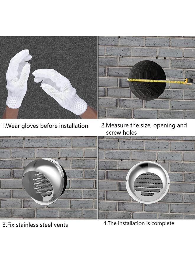 Dryer Vent 4 Inch/6 Inch Exhaust Vent, Wall Vent 4 Inch/6 Inch Outlet Stainless Steel Soffit Vents Round Vent Cover for HVAC System. (Size : 100#) - Image 5