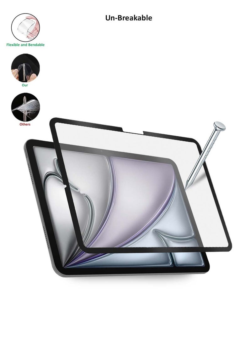 Wtech - Apple iPad Air 2025 (7th Generation) M3 11 inch Nano Ceramic Full Glue Full Cover Matte Flexible Screen Protector (TSCNMN) - Clear/Black - Image 1