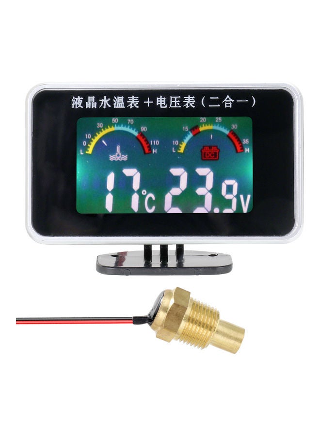 إسكدنيا شاشة رقمية LCD للسيارة، لعرض مقياس حرارة المياه، و مقياس الحرارة، ومقياس للجهد - Image 1