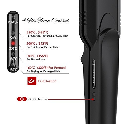 Pulla Hair Straightener and Crimper - 4 in 1 Tourmaline Ceramic Flat and Curling Iron for Hair Styling with Adjustable Temperature - Salon High Heat 320°F - 430°F for All Hair Types - Image 4