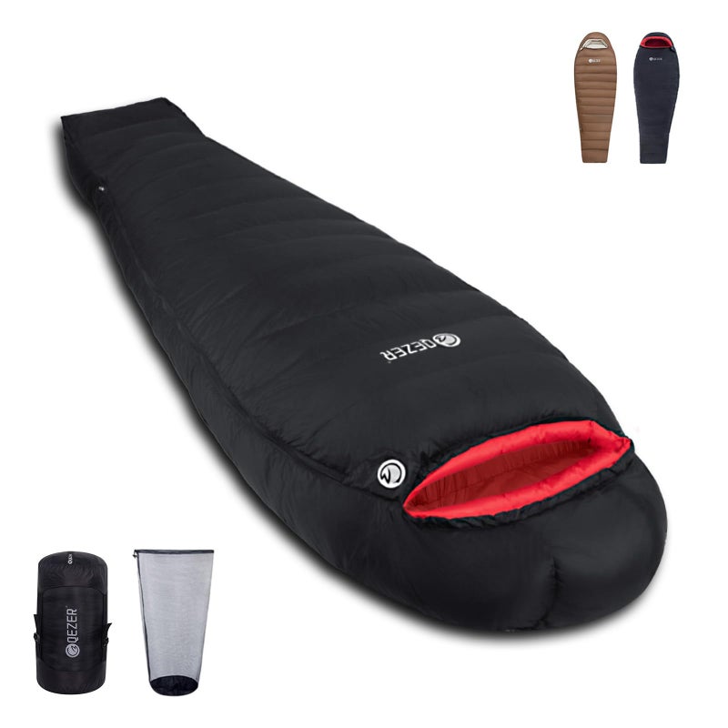 QEZER 0 Degree Down Sleeping Bag for Adults with 650 Fill Power for Cold Weather Lightweight Sleeping Bag - Image 1