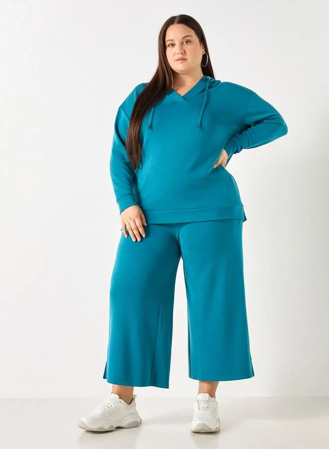 Ulla Popken Plus Size Ulla Popken Hooded Sweatshirt with Long Sleeves