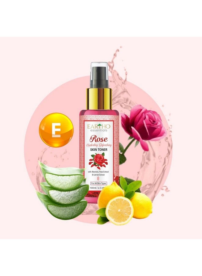 Eartho Essentials Rose Hydrating Refreshing Toner with Rose Ark, Aloevera and Lemon Extract 100ml - Image 3