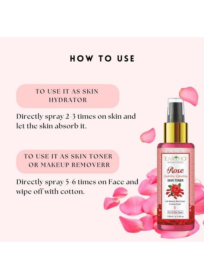 Eartho Essentials Rose Hydrating Refreshing Toner with Rose Ark, Aloevera and Lemon Extract 100ml - Image 5
