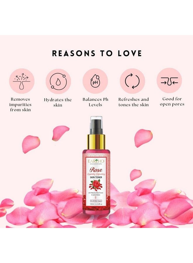 Eartho Essentials Rose Hydrating Refreshing Toner with Rose Ark, Aloevera and Lemon Extract 100ml - Image 4
