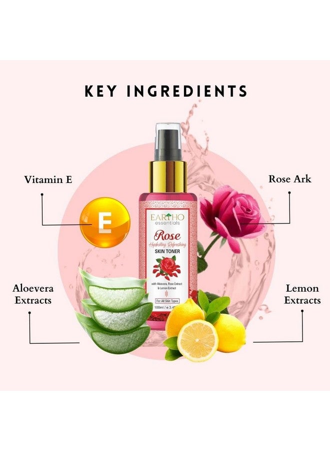 Eartho Essentials Rose Hydrating Refreshing Toner with Rose Ark, Aloevera and Lemon Extract 100ml - Image 2