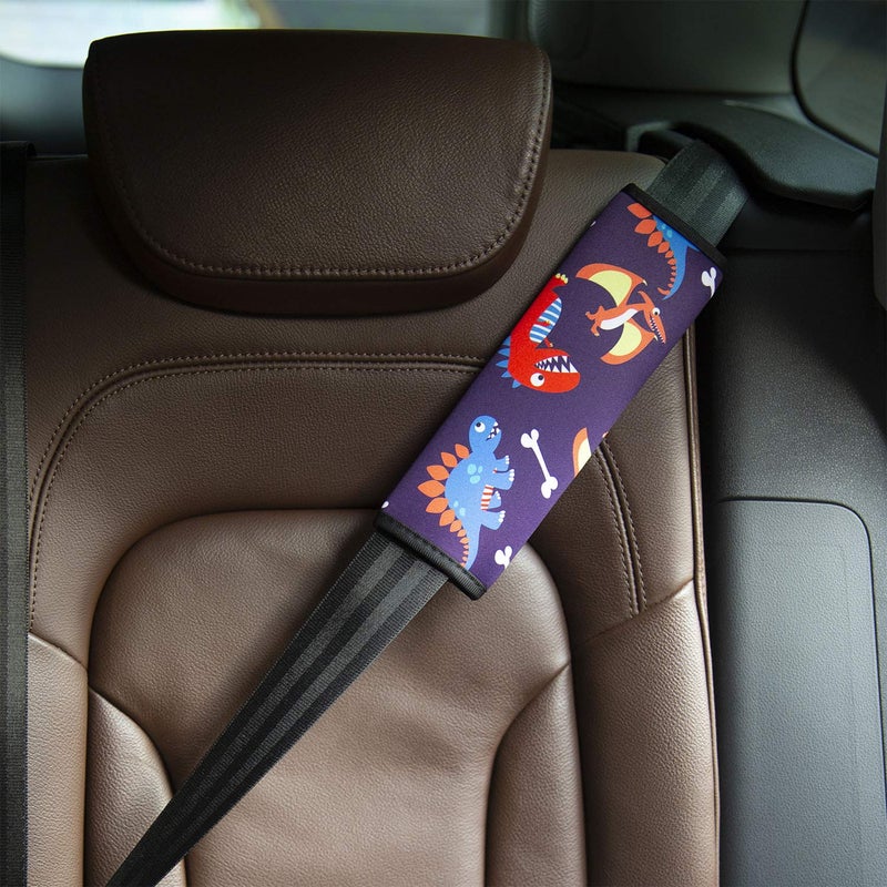 YR Seat Belt Cover for Kids, Soft Comfort Seat Belt Cushion for Children, Cute Cartoon Pattern Car Seat Belt Pads Cover for Girls and Boys, 1 Pack, Dinosaur - Image 3