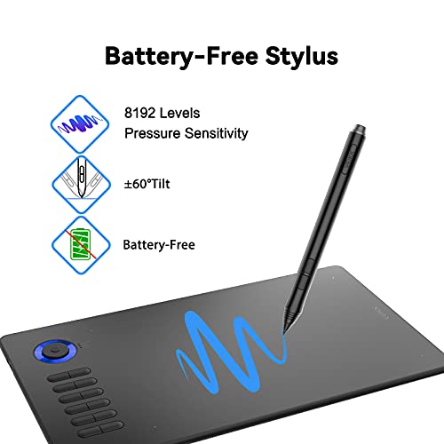 VEIKK A15Pro 8192 Pressure Sensitivity Graphic Drawing Tablet Support Windows, Mac, Android Mobile, Tilt Pressure with 12 Express Keys and A Quick Dial(Blue) - Image 2