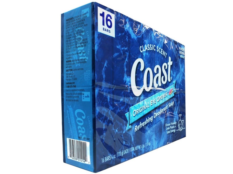 Coast Refreshing Deodorant Soap Bar Soap with Thick Rich Lather Clean Rinsing Formula for Fresh NonDry Skin Classic Scent 16 x 4 oz