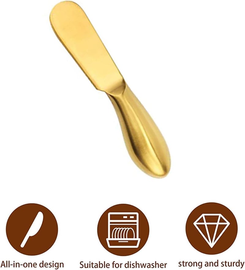 HSHQING Stainless Steel Butter Knife, 4Pcs Gold Applicator Set for Home Breakfast Use, Deluxe Sandwich Cream Cheese Condiment Knives - Image 4