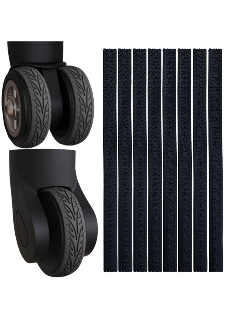 Excefore Luggage Wheel Covers, 8 Pcs Silent Noise Reduction Shock Absorbing Caster Cover, Protection Luggage Compartment Wheel Protection Cover, Wheel Protector Covers for Suitcase (Black) - Image 1