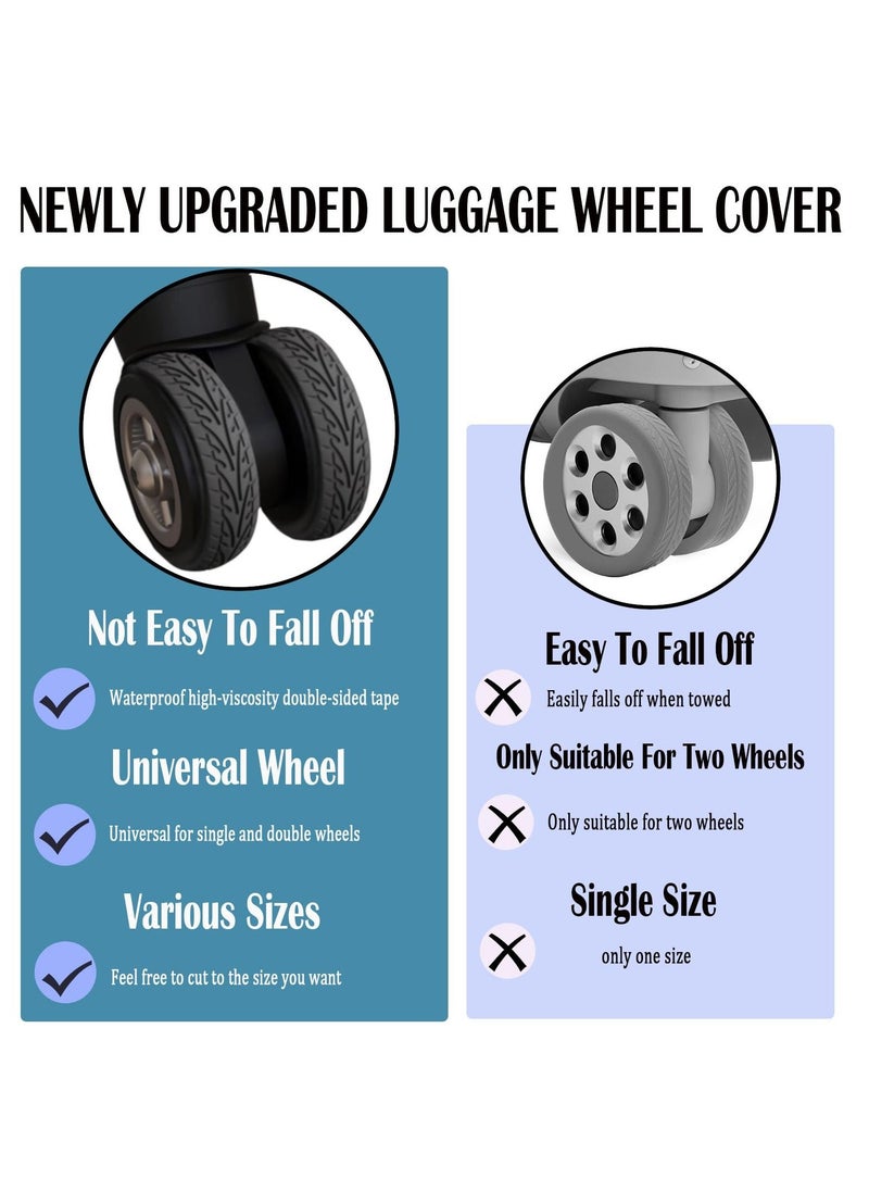 Excefore Luggage Wheel Covers, 8 Pcs Silent Noise Reduction Shock Absorbing Caster Cover, Protection Luggage Compartment Wheel Protection Cover, Wheel Protector Covers for Suitcase (Black) - Image 5