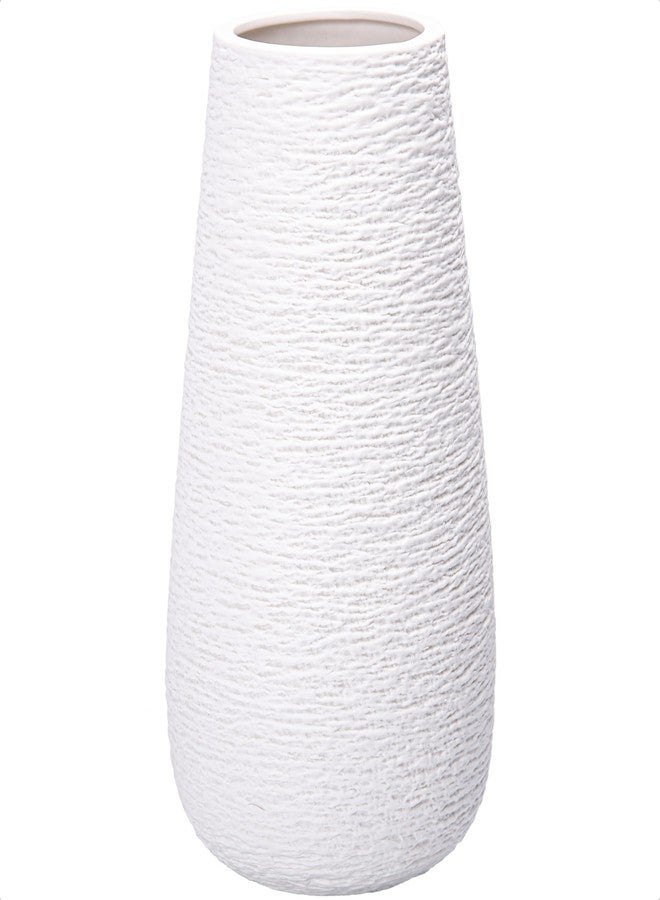 D'vine Dev 12 Inch Textured White Elegant Oval Ceramic Vase for Flowers, Home Décor Vase with Design Box, VS-LD-C-1 - Image 1