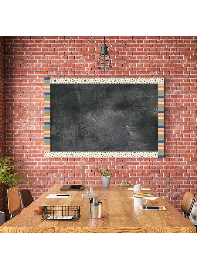 peony man 131Ft Boho Bulletin Board Borders Bulletin Classroom Rainbow Hearts Border Trims Boho Colorful Straight Borders Stickers For Classroom Decor School Blackboard Desk - Image 5