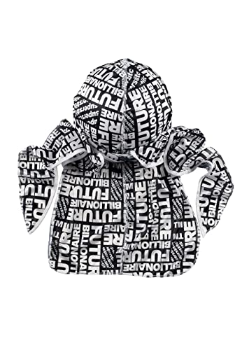 Superstitch Supersilky Ultra Silky Durag x Wavebuilder | 30+ Styles Premium Designer Durags for Men | 360 Waves |Black and White Future Billionaire (Zodiac) - Image 2
