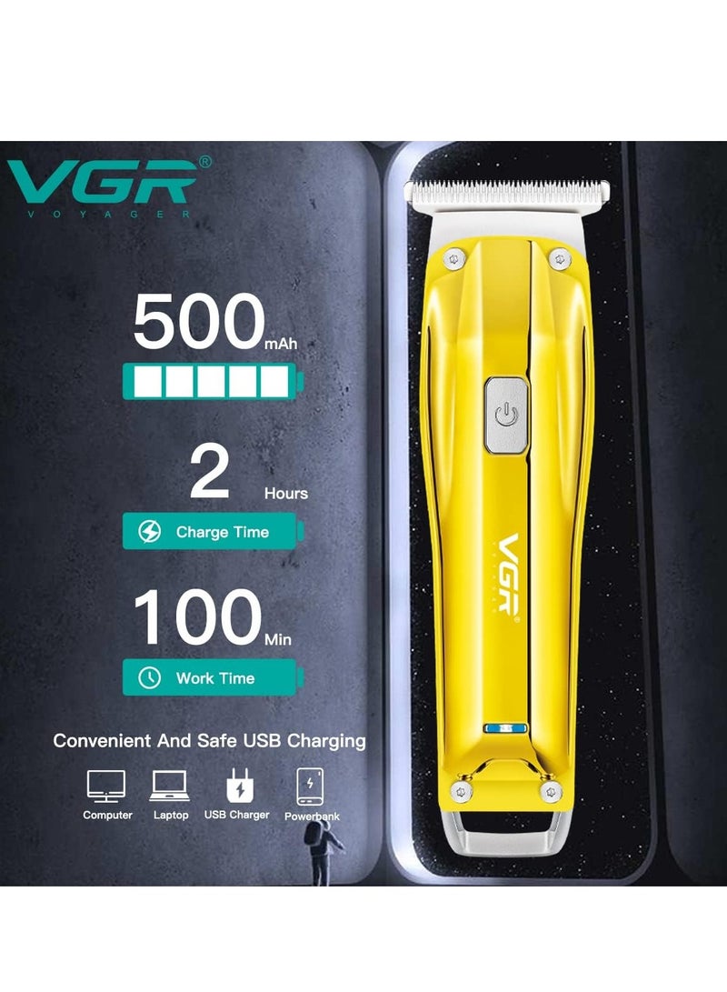 VGR V-955 Professional Rechargeable Hair Trimmer with Stainless steel Blades Gold - Image 3