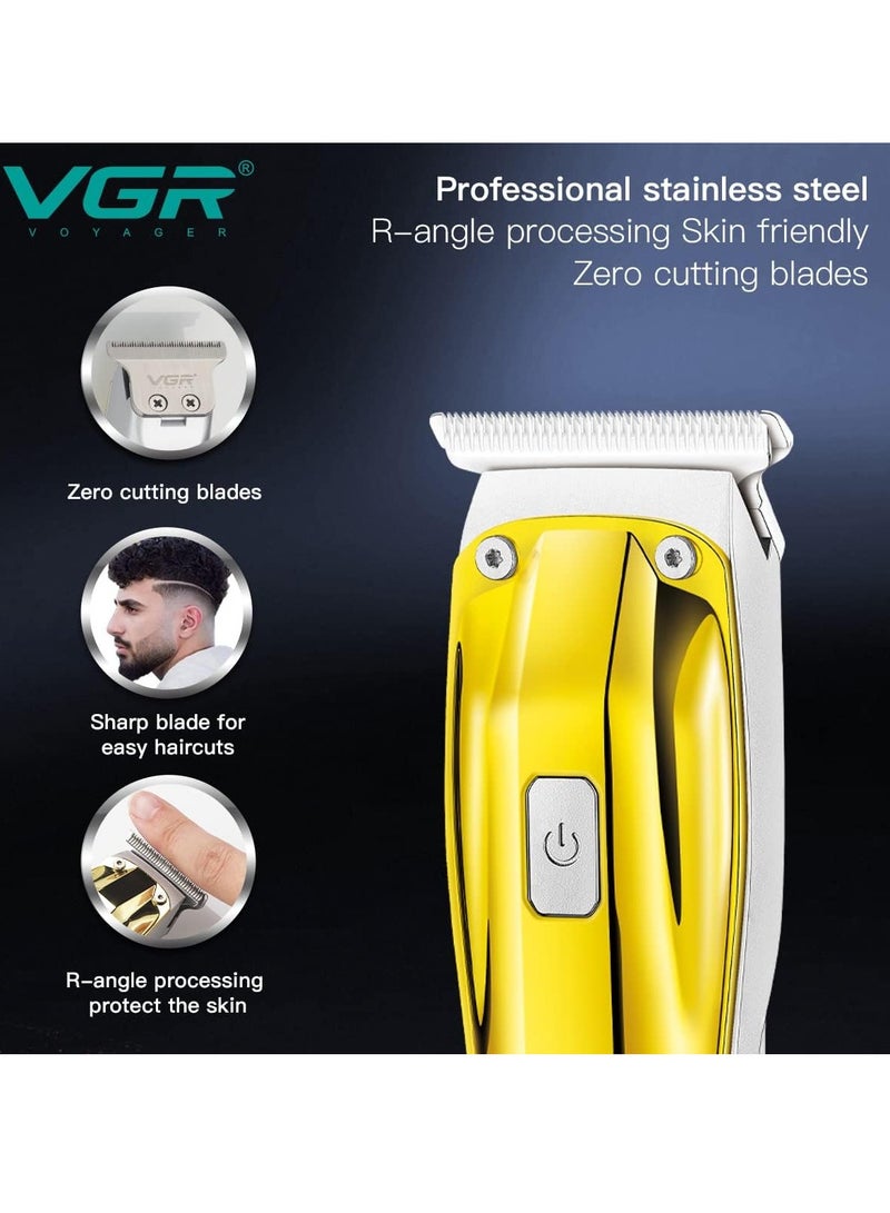 VGR V-955 Professional Rechargeable Hair Trimmer with Stainless steel Blades Gold - Image 4