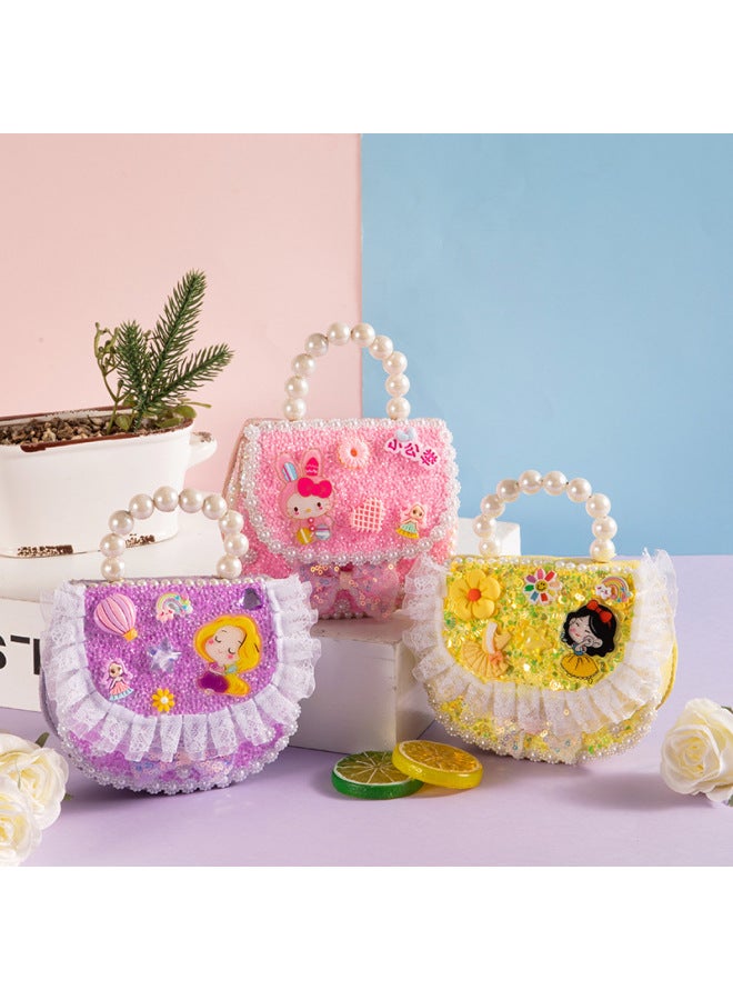 Qitong Fashion Satchel Handmade Diy Princess Handbag Girl's Backpack Satchel Toy Material Bag-Color:Trendy Shoulder Bag-candy Dog  - Image 3