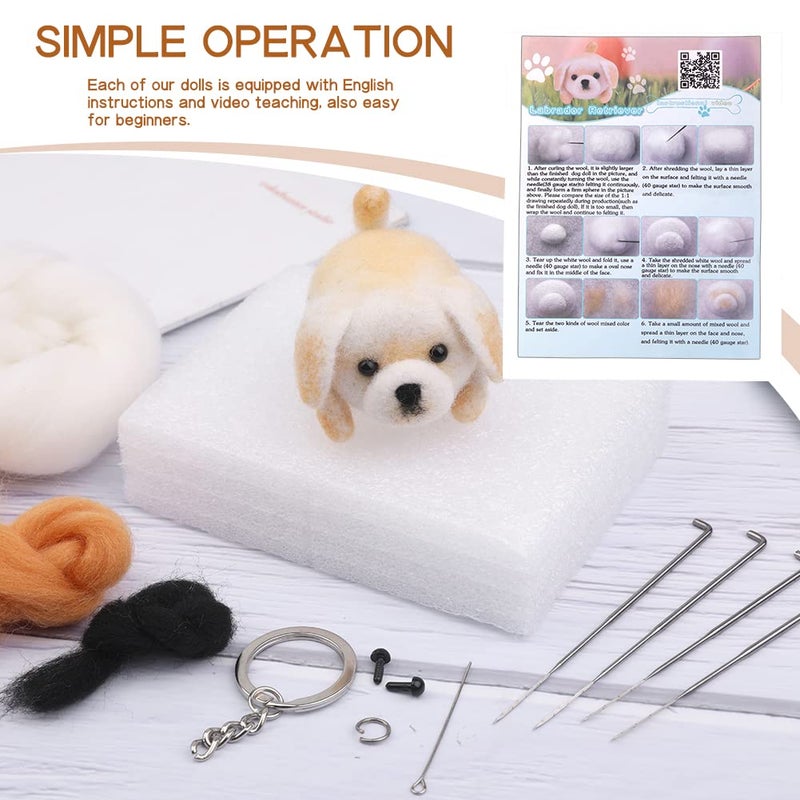 QMNNMA Needle Felting Kit for Beginners, DIY Wool Felt Materials Set, Animals Needle Felting Supplies and Instruction for Needle Felting Craft Project and DIY Handmade - Image 3