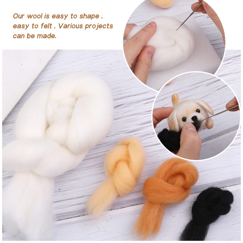QMNNMA Needle Felting Kit for Beginners, DIY Wool Felt Materials Set, Animals Needle Felting Supplies and Instruction for Needle Felting Craft Project and DIY Handmade - Image 4