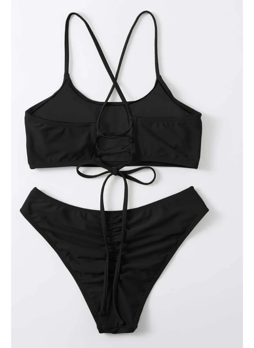 Angelsin Brazilian Gathered Back Bikini Set
