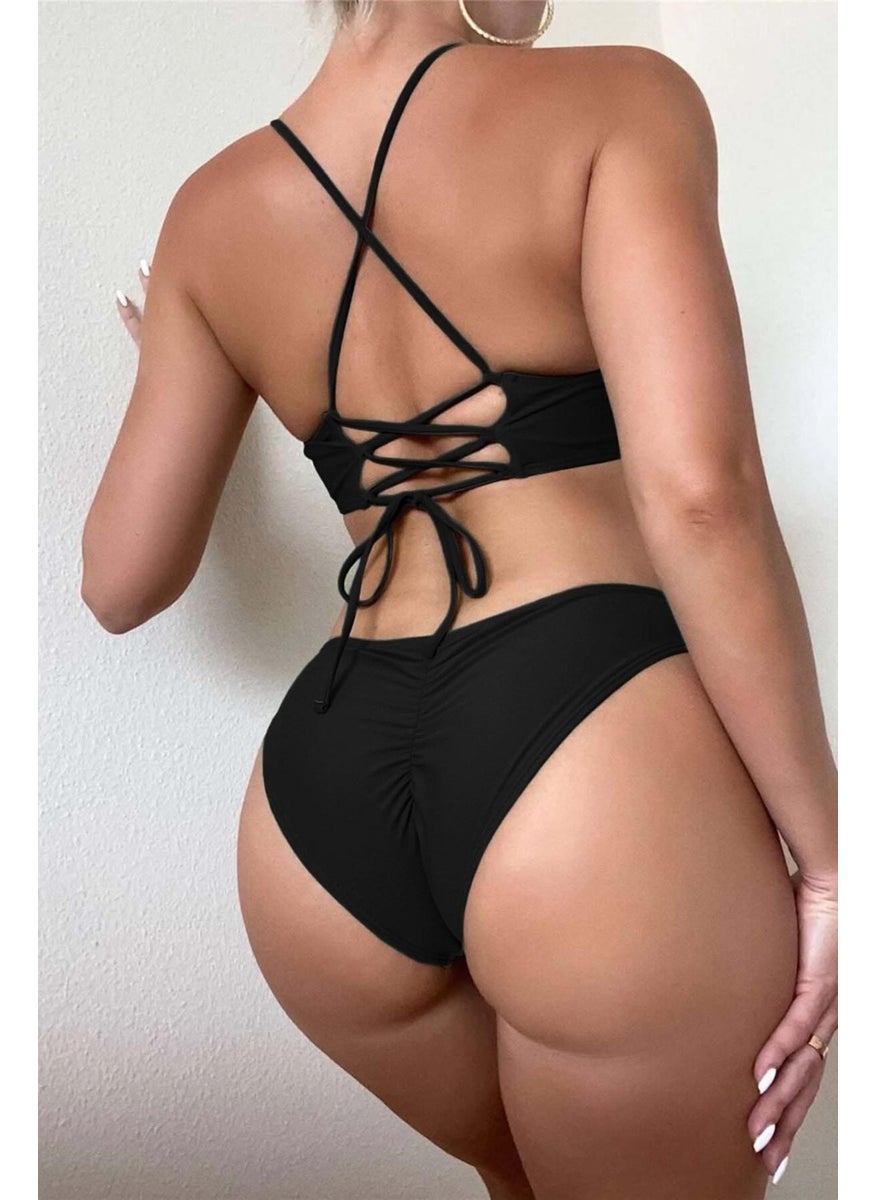 Angelsin Brazilian Gathered Back Bikini Set  - Image 2