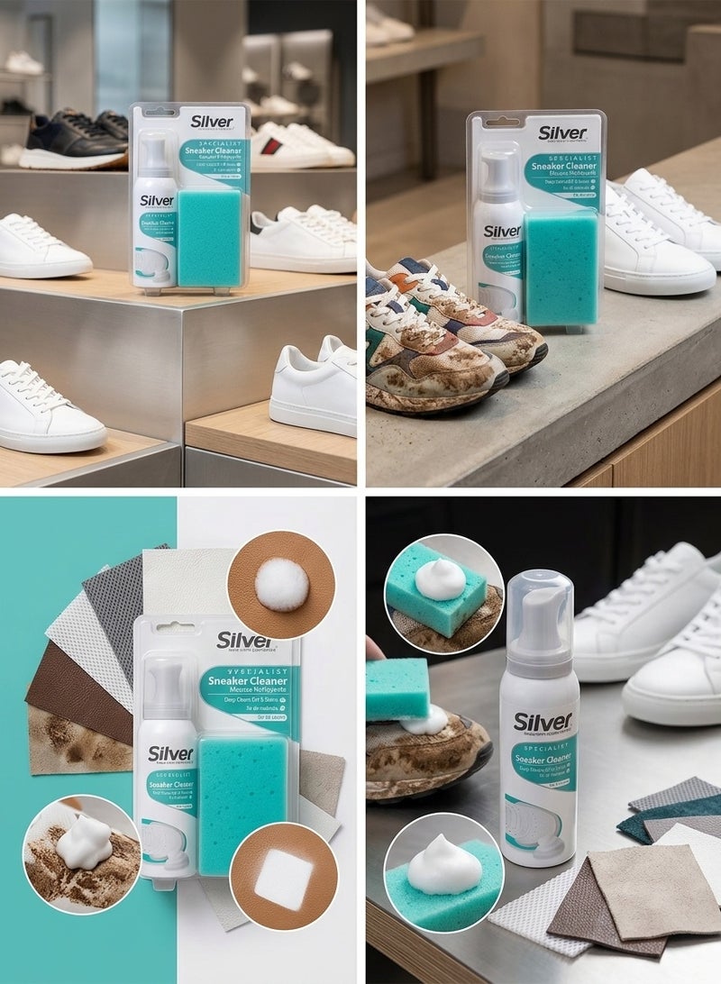 silver SPECIALIST Sneaker Cleaner for All Materials ,All Colors 125 ml - Image 2