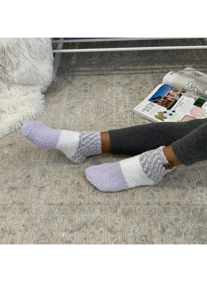 Bearpaw Ladies 6 Pair Pack Cozy Super Soft Warm Lounge Socks Multi Color Patterned Ankle and Low Cut Packs, Lavender Frost, One size - Image 2