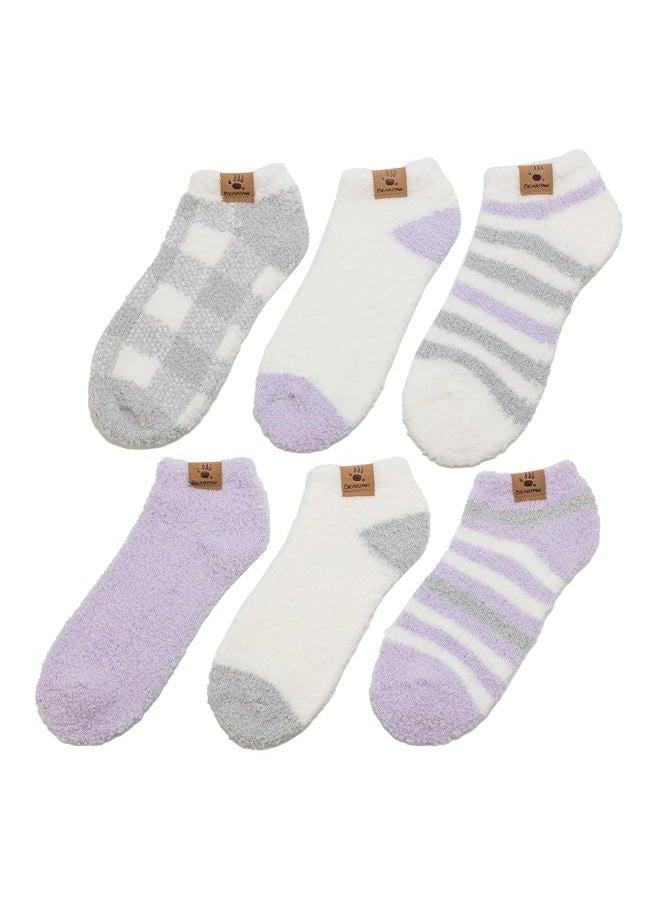 Bearpaw Ladies 6 Pair Pack Cozy Super Soft Warm Lounge Socks Multi Color Patterned Ankle and Low Cut Packs, Lavender Frost, One size - Image 5
