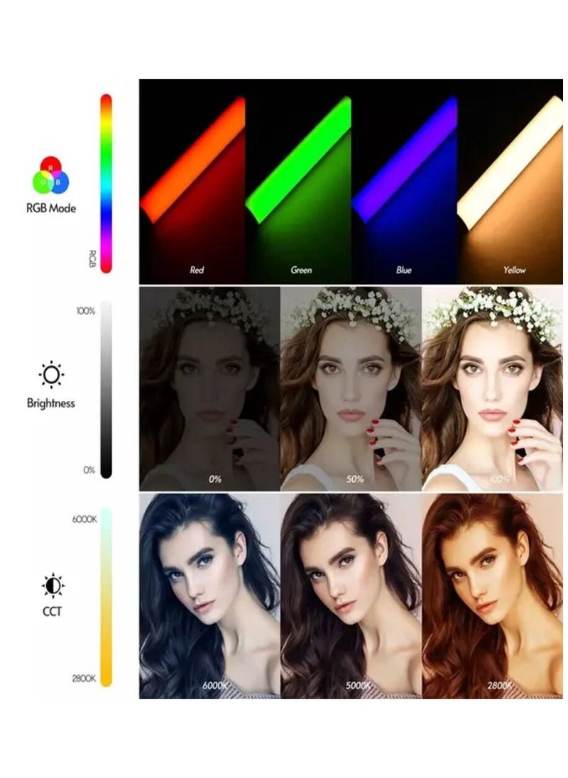 Generic - RGB Handheld LED Camera Light Photography Light Dimmable Studio Lights for Photo Shooting | Vlog Making | Reels Making | Filming | Video Making Strip Light LED Wand Light Stick - Image 1