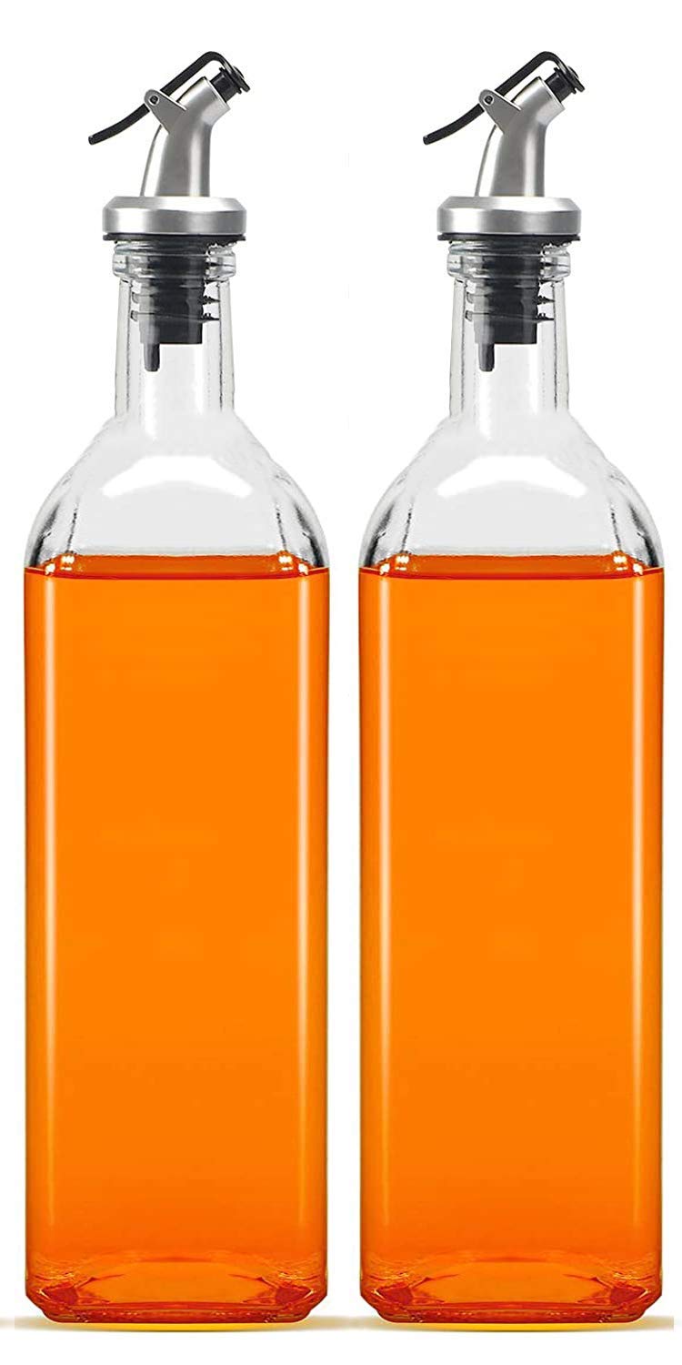 LARYNX Glass Oil Dispenser Bottle 1000 ml Pack of 2 Clear - Image 1