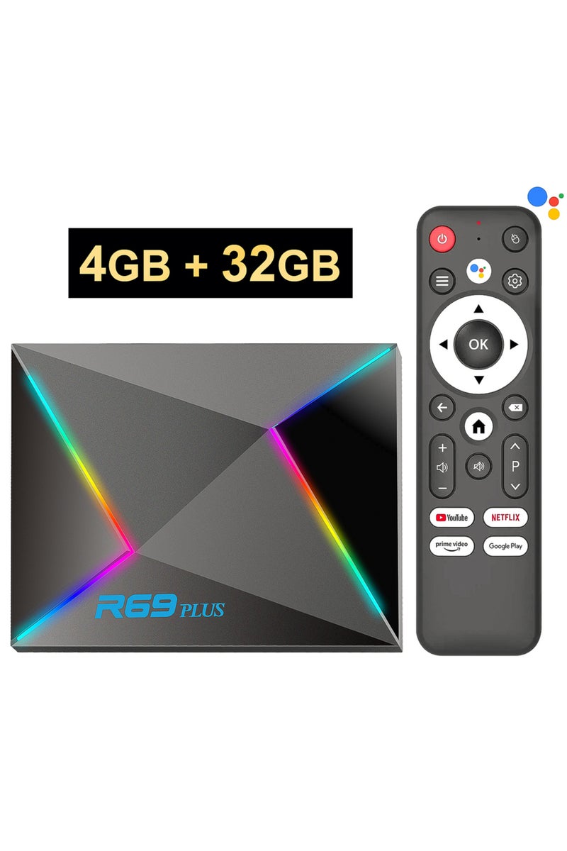 UK Plug 4GB 32GB R69 Plus Voice Control TV Box Ultra HD 8K Allwinner H728 Octa Core Support Netflix