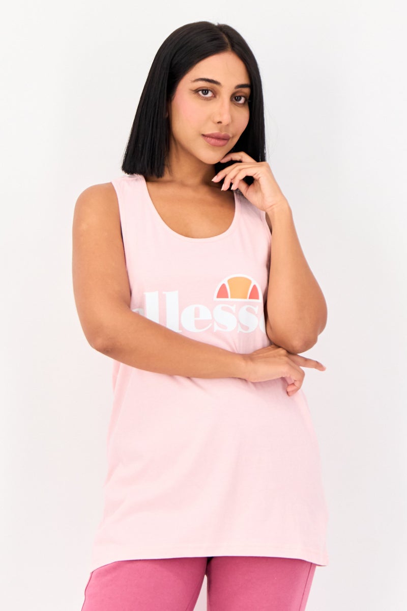 Ellesse تي شيرت رياضي نسائي بلا أكمام للجري، وردي - Image 1